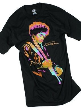 Jimi Hendrix Unisex Black Graphic Tee Shirt Size Medium